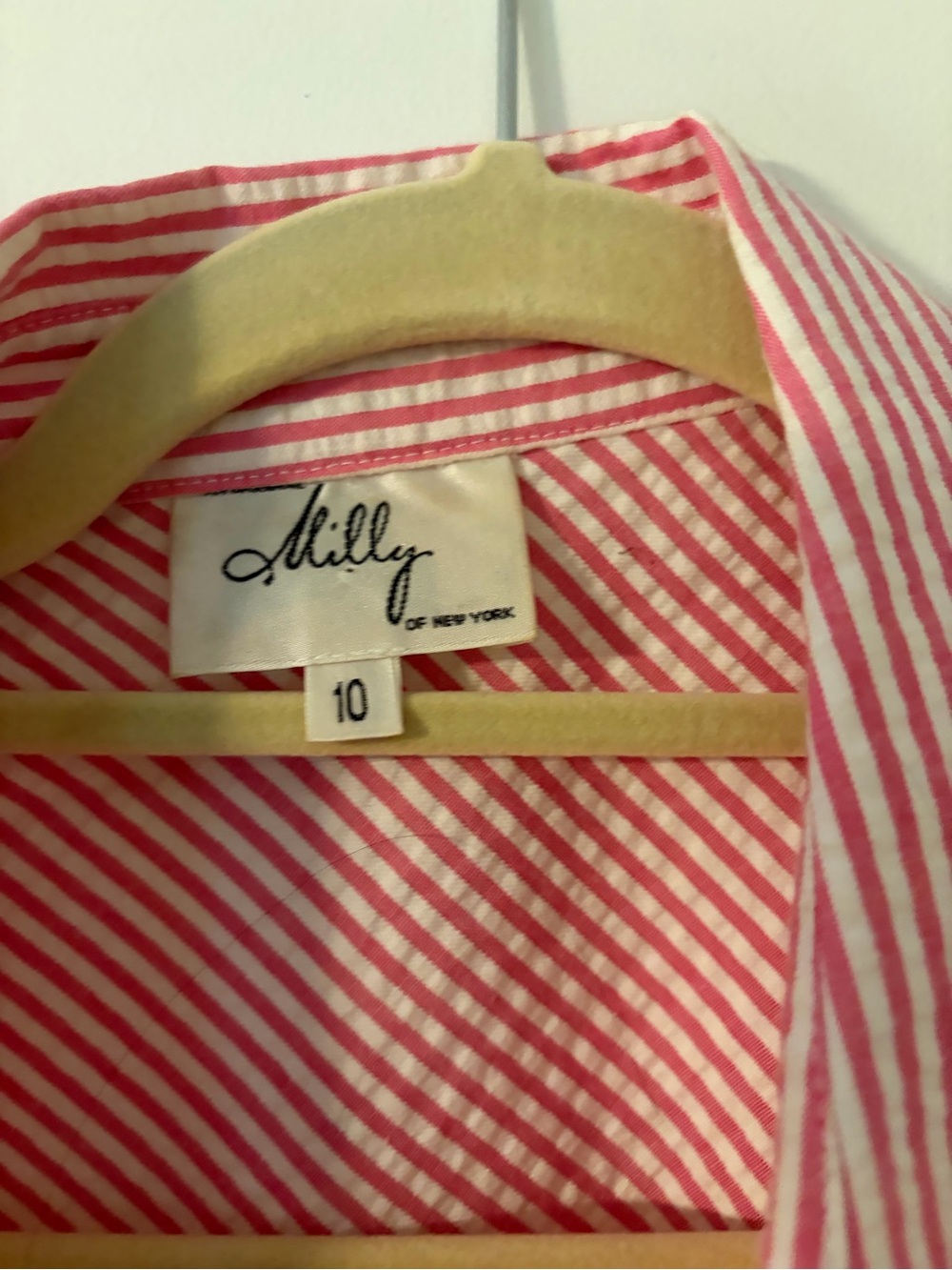 Milly Pink and White pearl button Button-Down Shirt